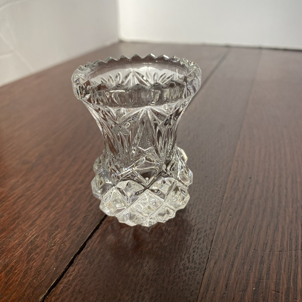 Vintage West Germany Clear Lead Crystal Large Pineapple Toothpick Holder Vase
